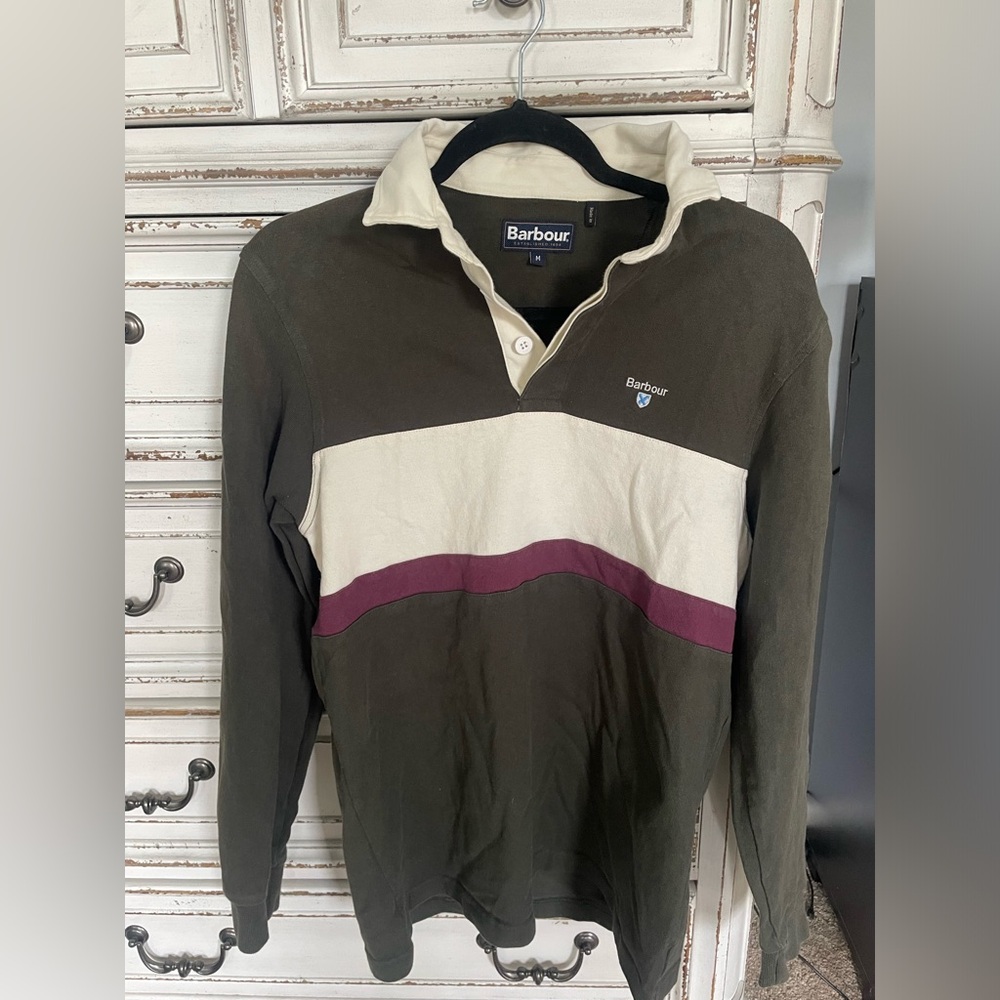 Barbour Striped Rugby Shirt Size M